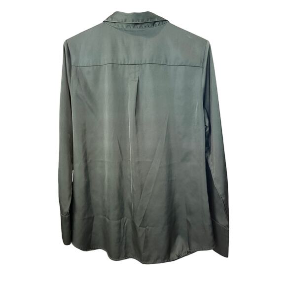 Banana Republic Deep Green Blouse Button Up Long Sleeve Career Smart Size L EUC - Picture 3 of 5